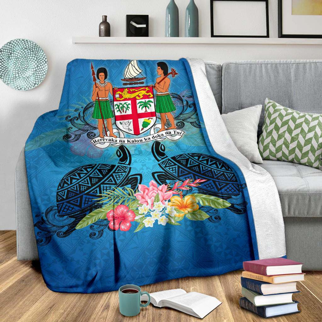Fiji Premium Blanket - Turtle Hibiscus Tapa Patterns 3