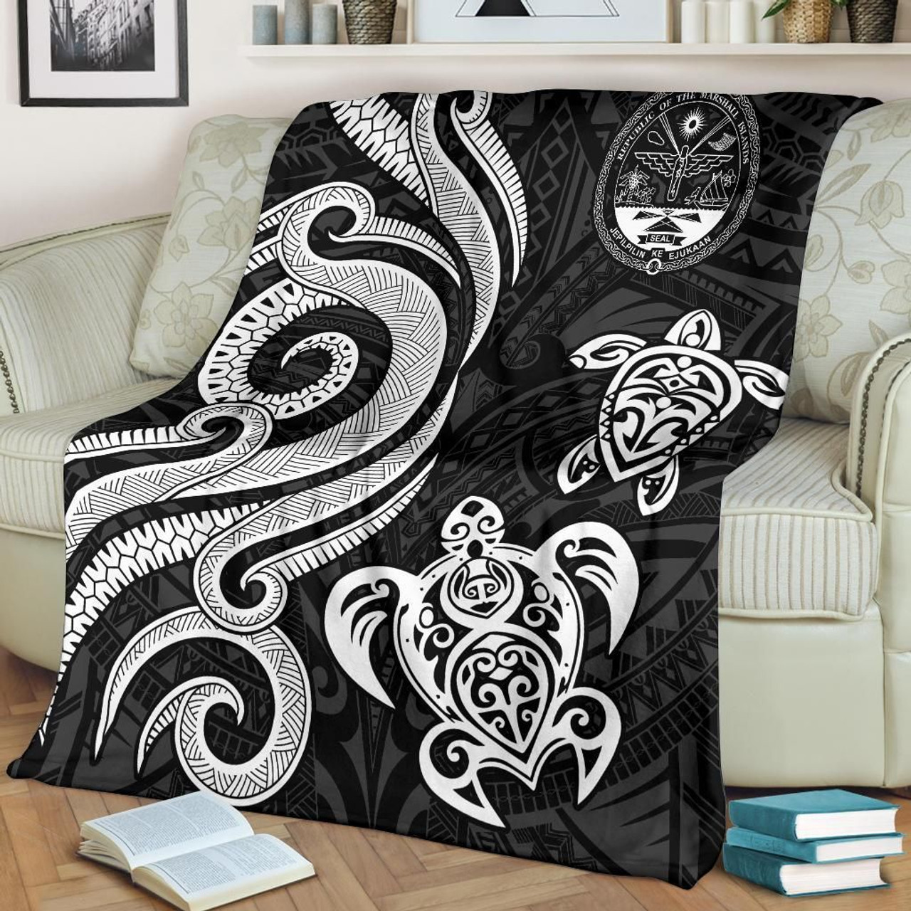 Marshall Islands Premium Blanket - Tentacle Turtle White 2