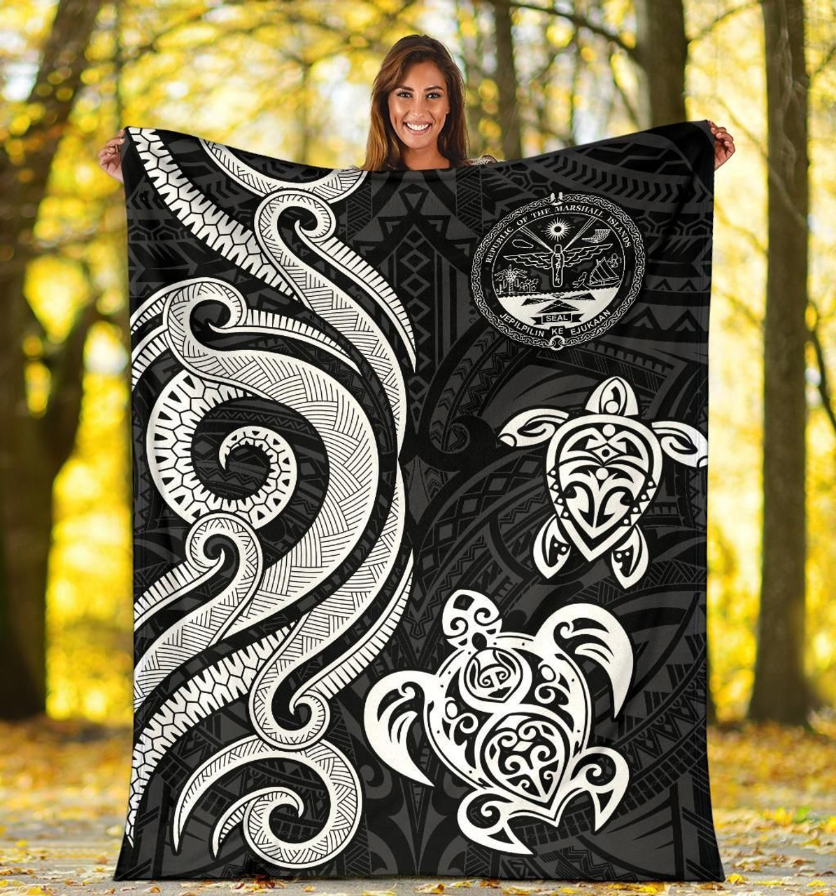 Marshall Islands Premium Blanket - Tentacle Turtle White 5
