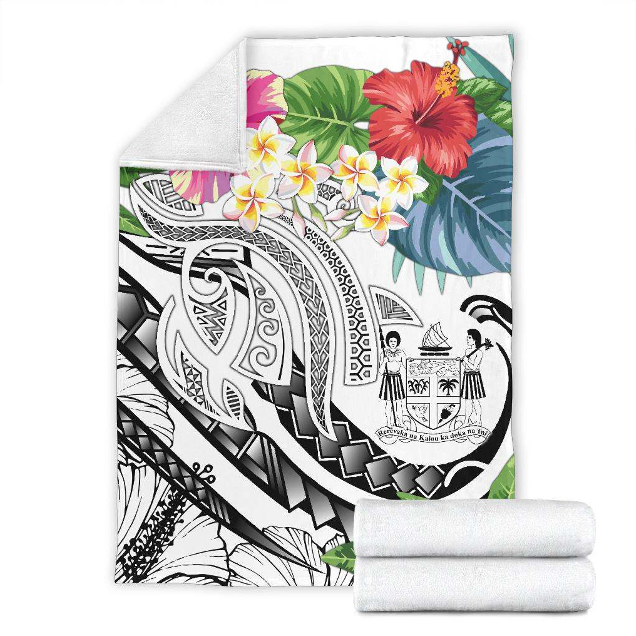 Fiji Polynesian Premium Blanket - Summer Plumeria (White) 7