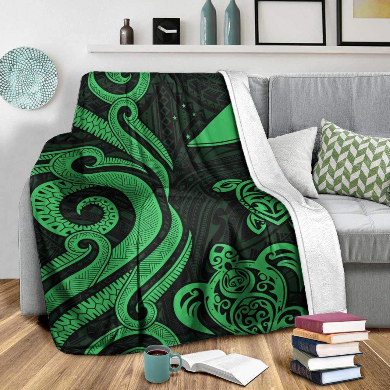 Tokelau Premium Blanket - Green Tentacle Turtle 3