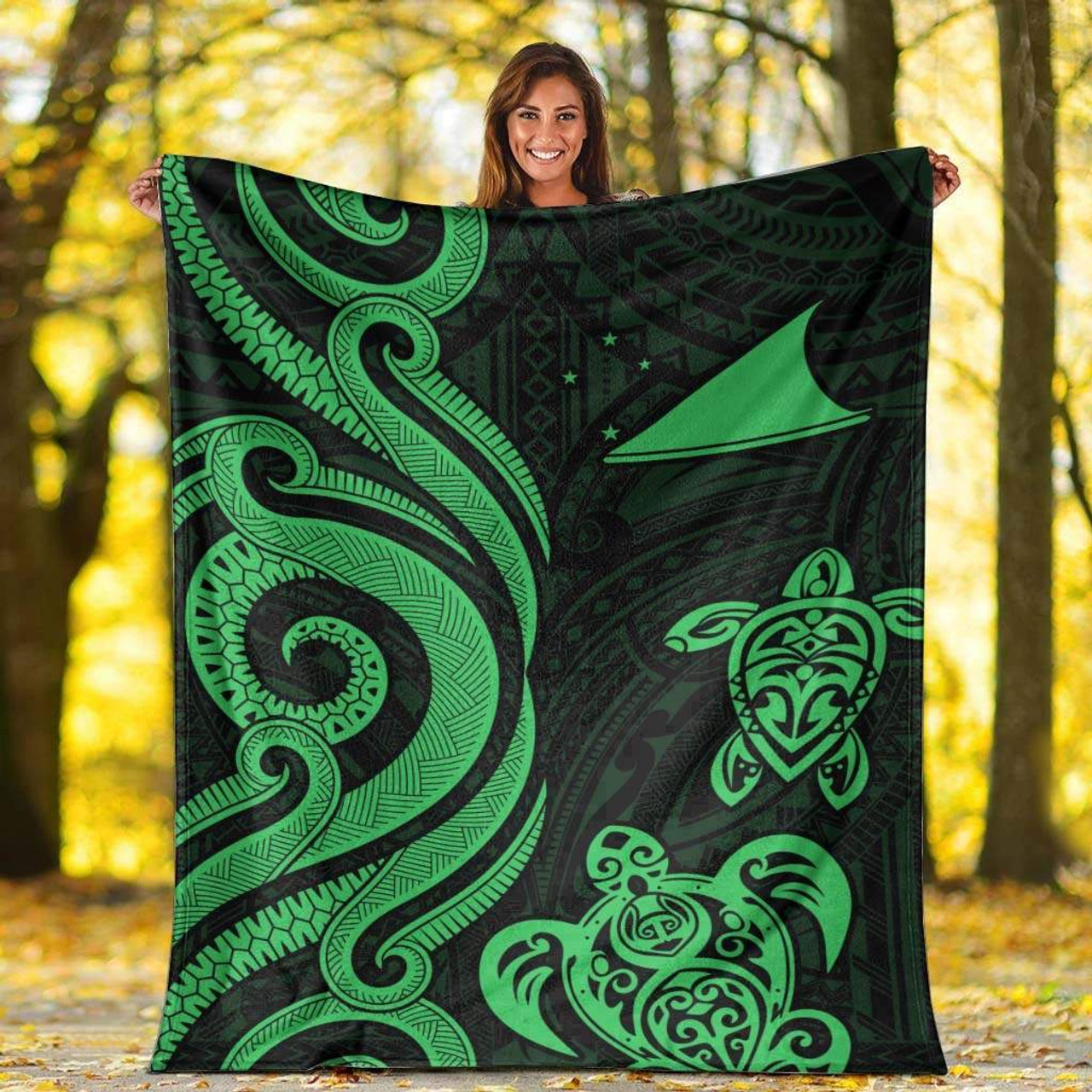 Tokelau Premium Blanket - Green Tentacle Turtle 5