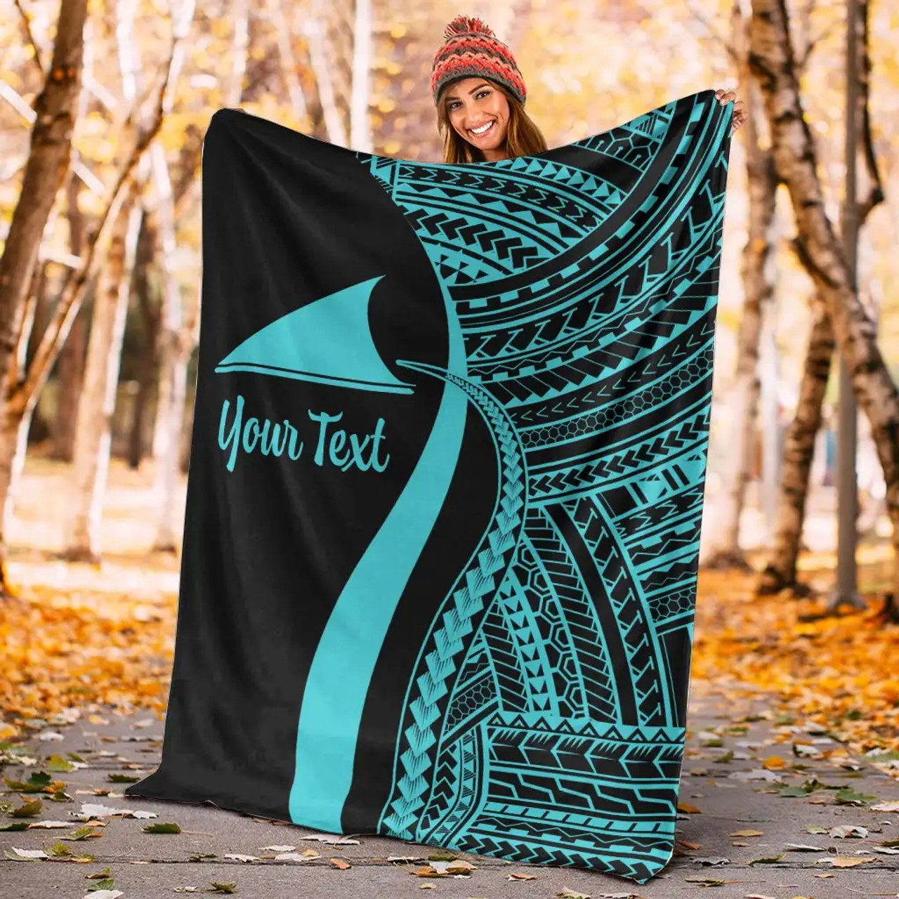 Tokelau Custom Personalised Premium Blanket - Turquoise Polynesian Tentacle Tribal Pattern 5