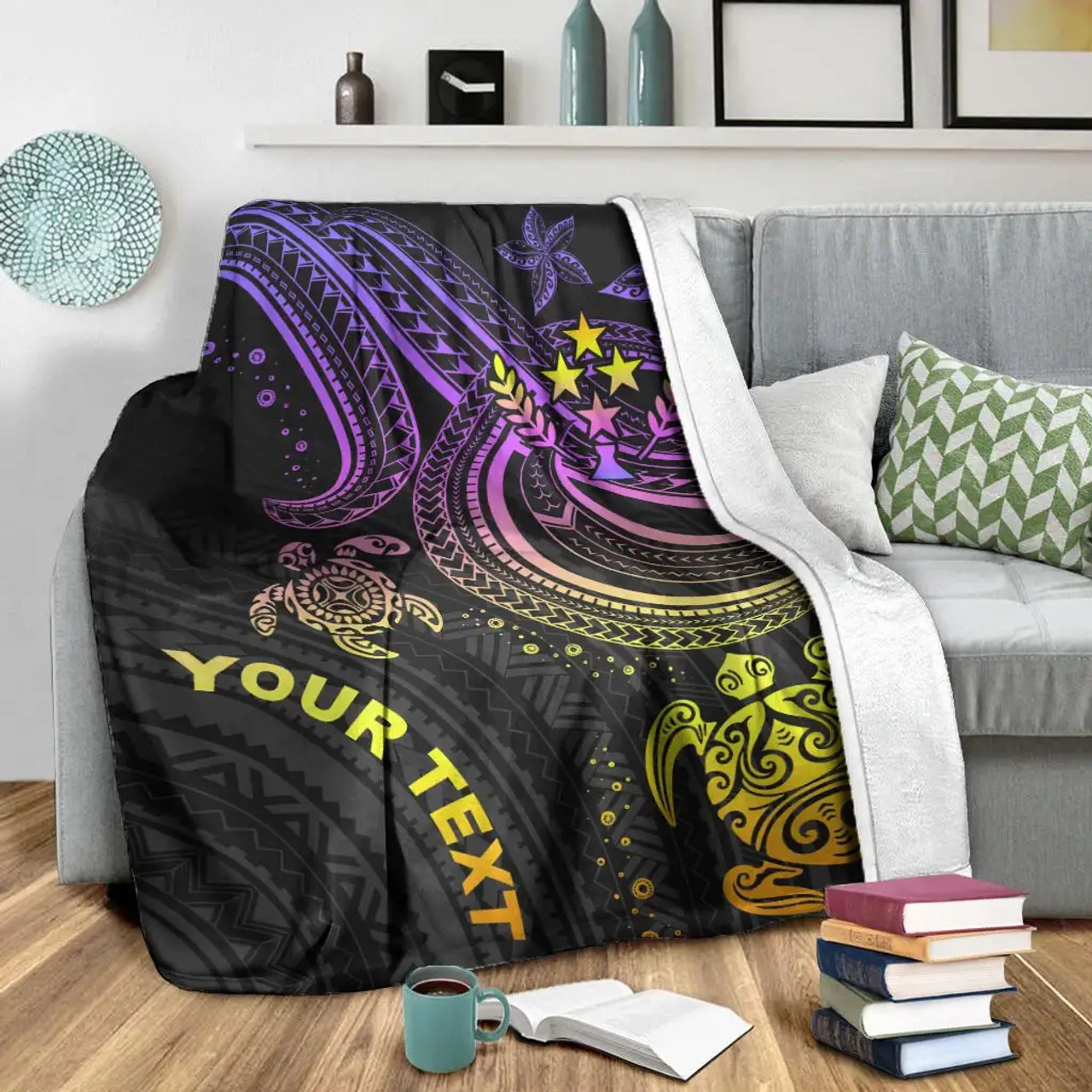 Kosrae Custom Personalised Premium Blanket- Pink Turtle 3
