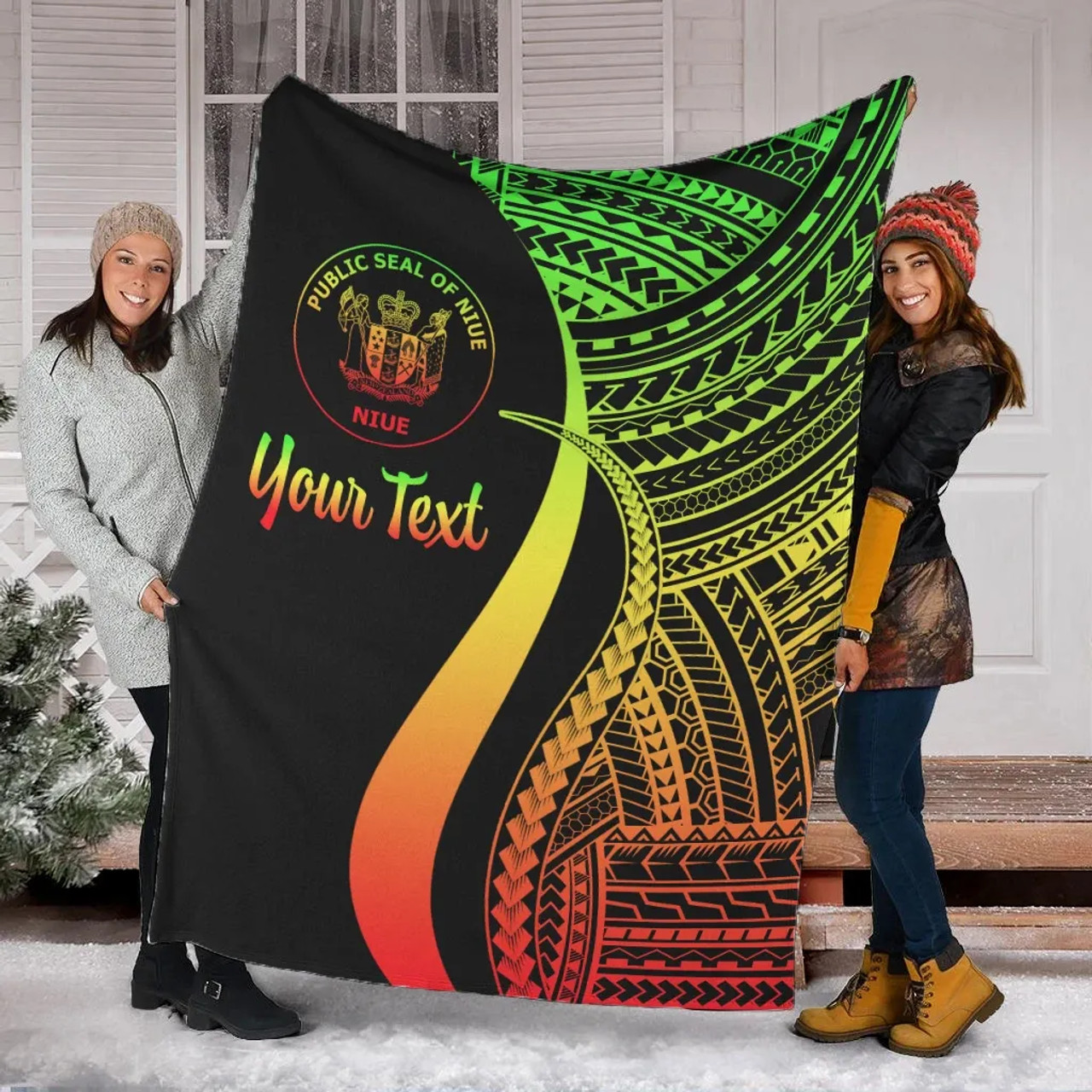 Niue Custom Personalised Premium Blanket - Reggae Polynesian Tentacle Tribal Pattern 1