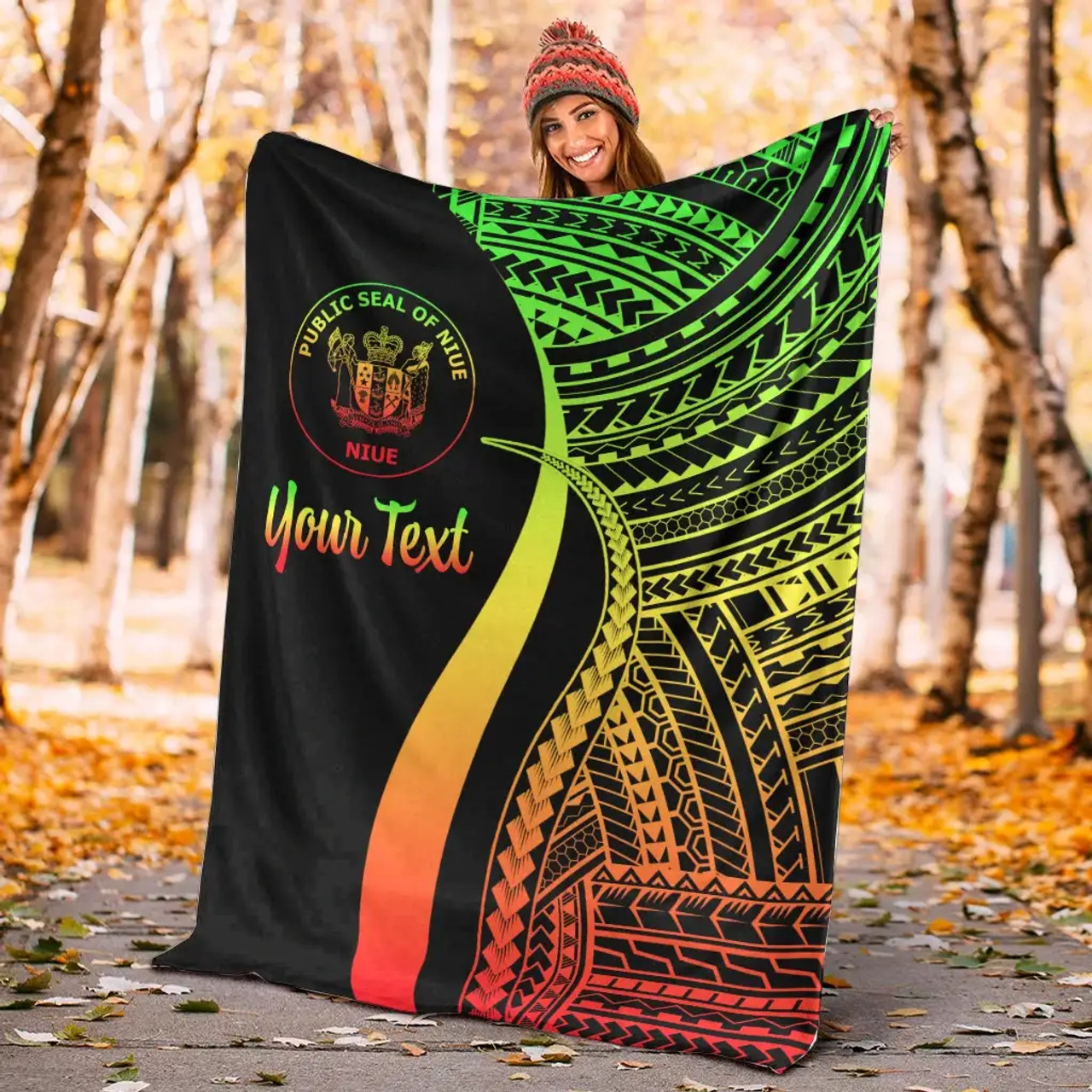 Niue Custom Personalised Premium Blanket - Reggae Polynesian Tentacle Tribal Pattern 5