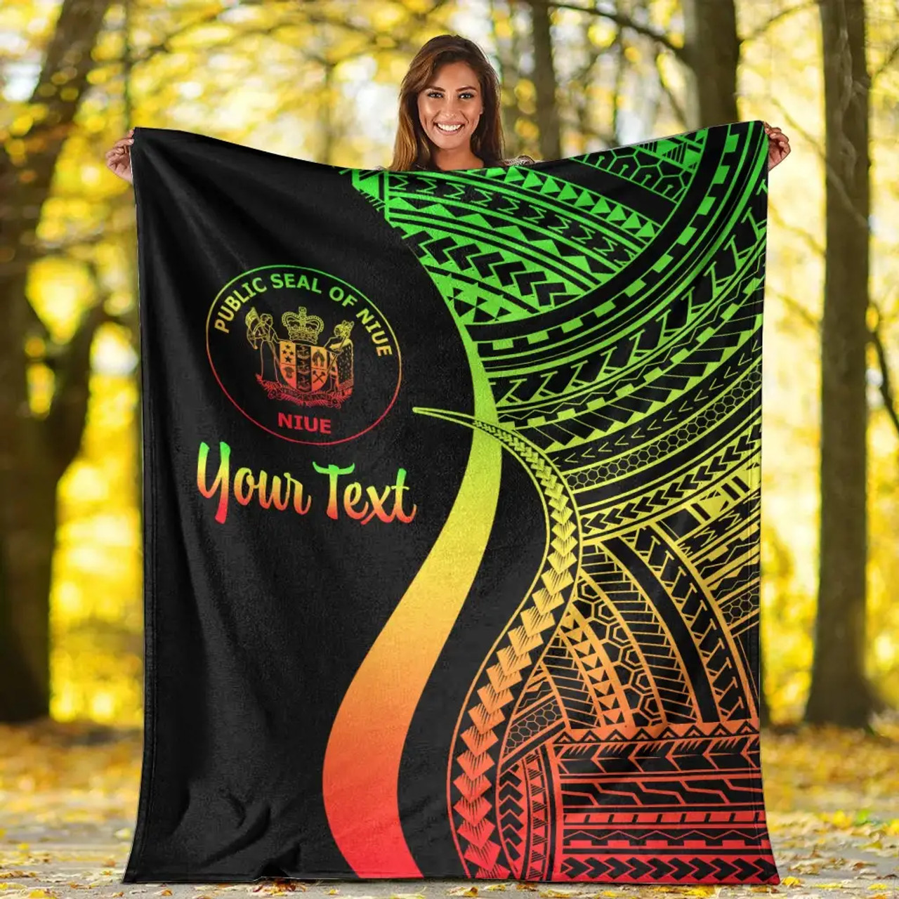 Niue Custom Personalised Premium Blanket - Reggae Polynesian Tentacle Tribal Pattern 6