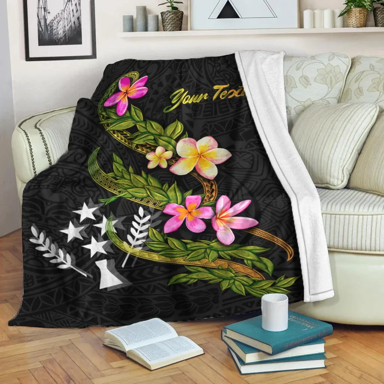 Kosrae Polynesian Custom Personalised Blanket - Plumeria Tribal 1