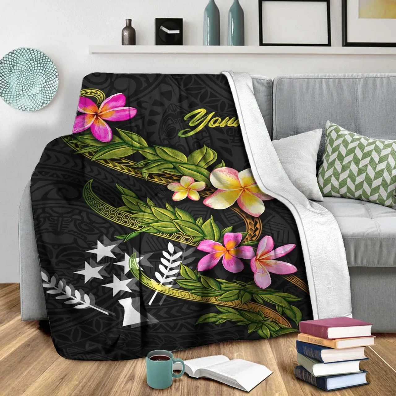 Kosrae Polynesian Custom Personalised Blanket - Plumeria Tribal 3