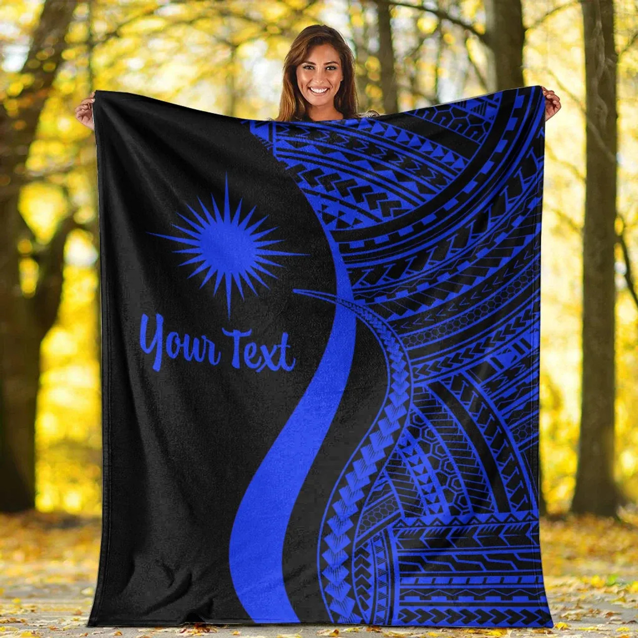 Marshall Islands Custom Personalised Premium Blanket - Blue Polynesian Tentacle Tribal Pattern 6