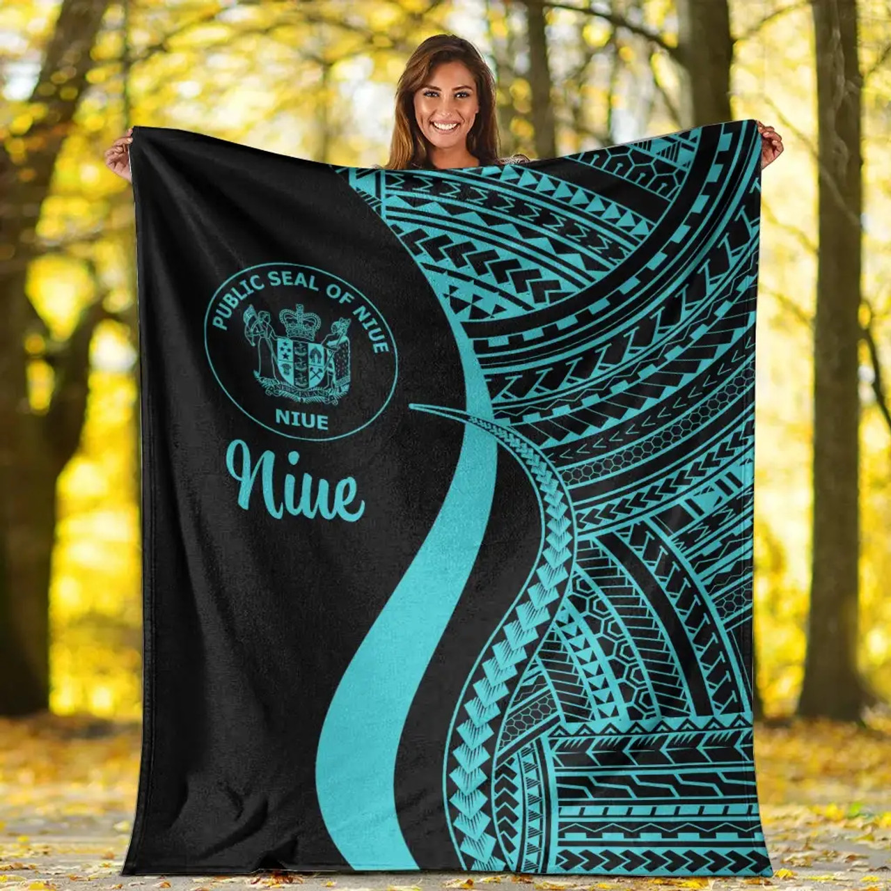 Niue Premium Blanket - Turquoise Polynesian Tentacle Tribal Pattern 5