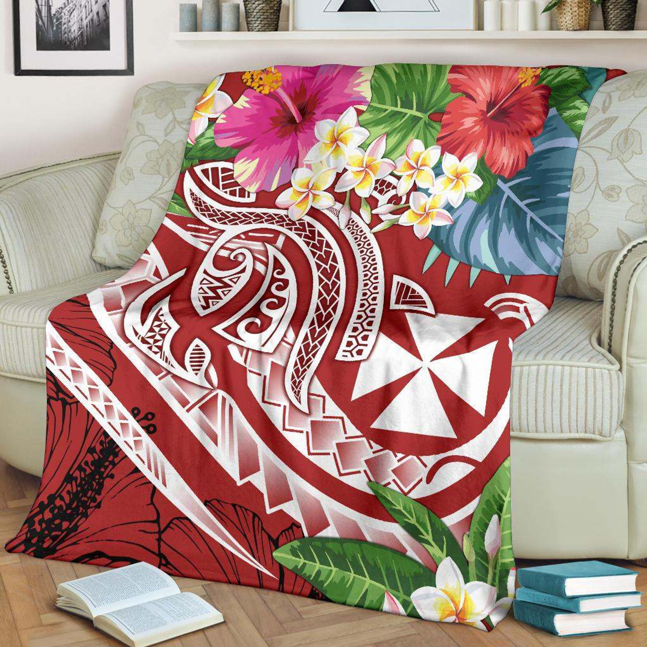 Wallis and Futuna Polynesian Premium Blanket - Summer Plumeria (Red) 2
