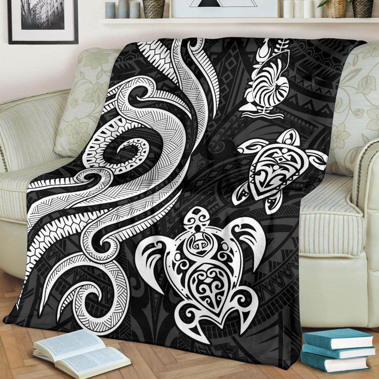 New Caledonia Premium Blanket - White Tentacle Turtle 2