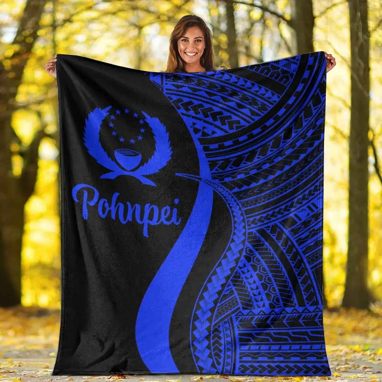 Pohnpei Premium Blanket - Blue Polynesian Tentacle Tribal Pattern 6