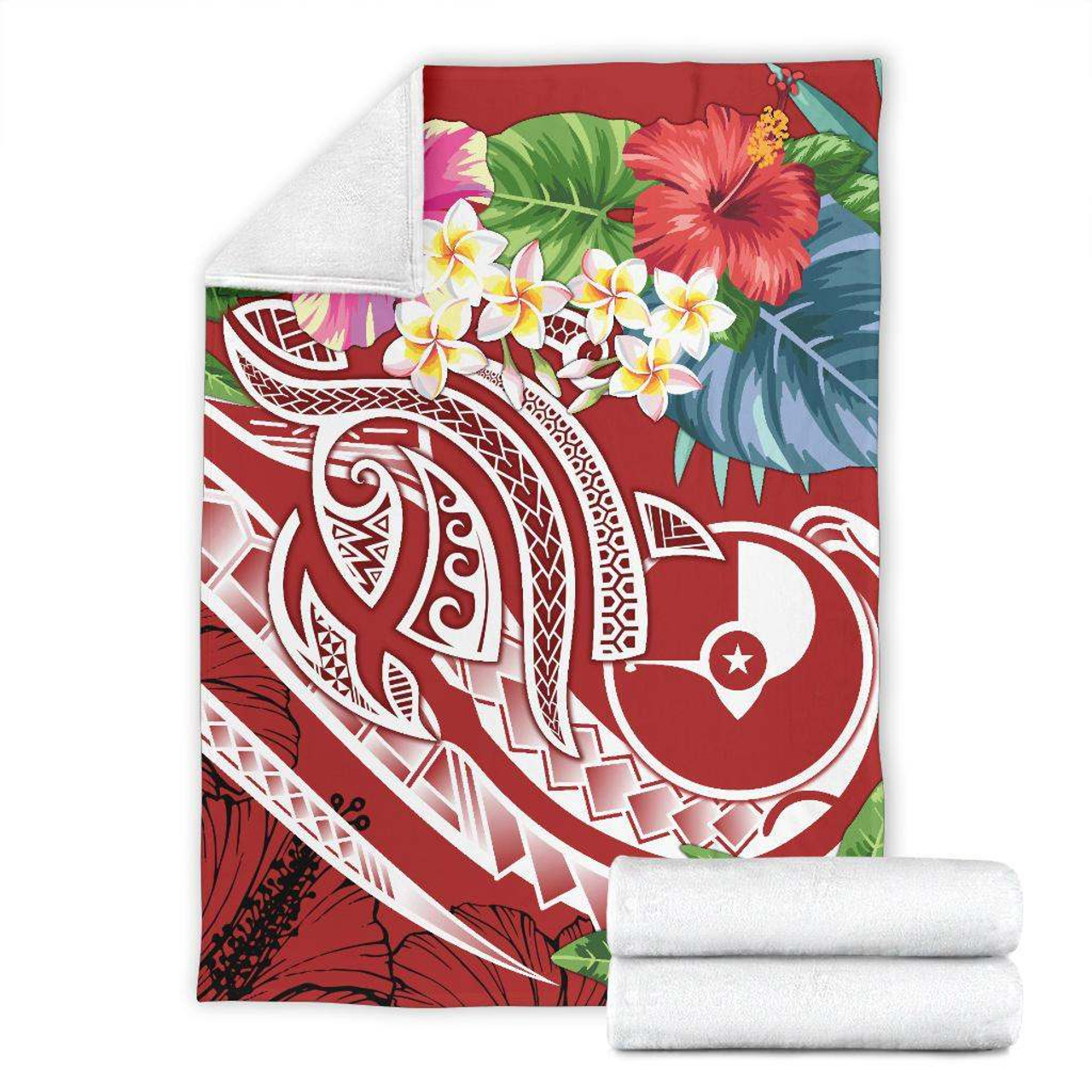 Yap Polynesian Premium Blanket - Summer Plumeria (Red) 7