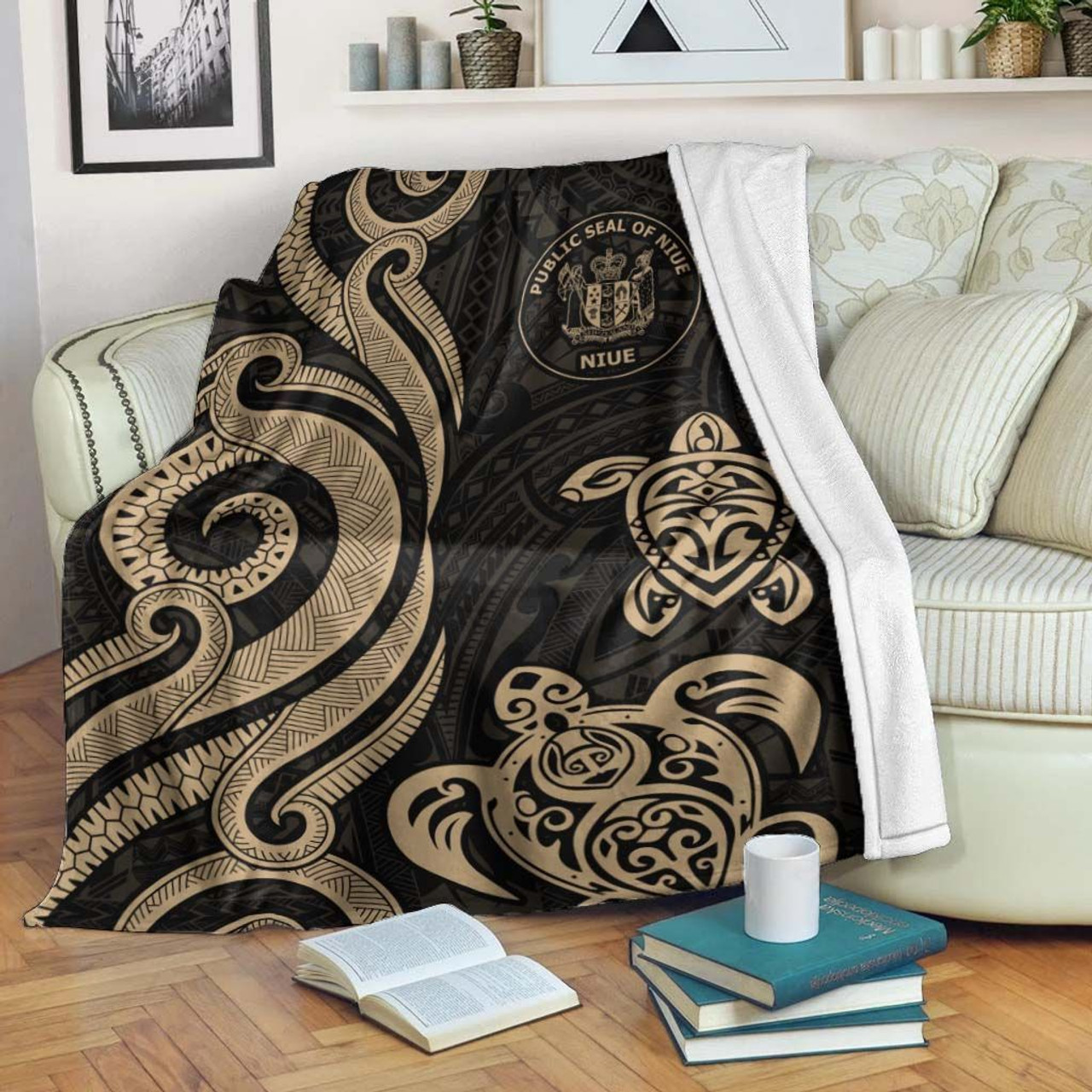 Niue Premium Blanket - Gold Tentacle Turtle 1