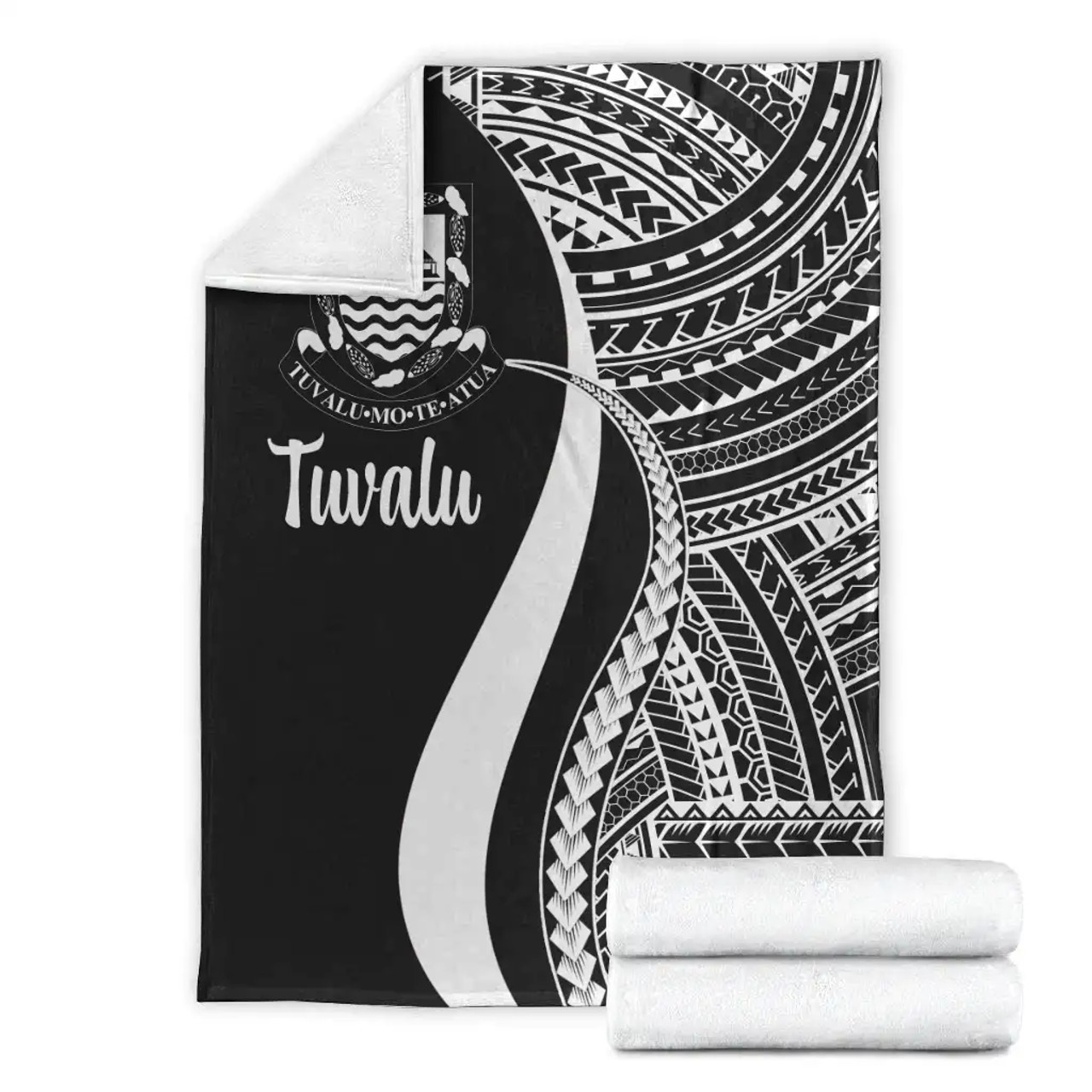 Tuvalu Premium Blanket - White Polynesian Tentacle Tribal Pattern 6