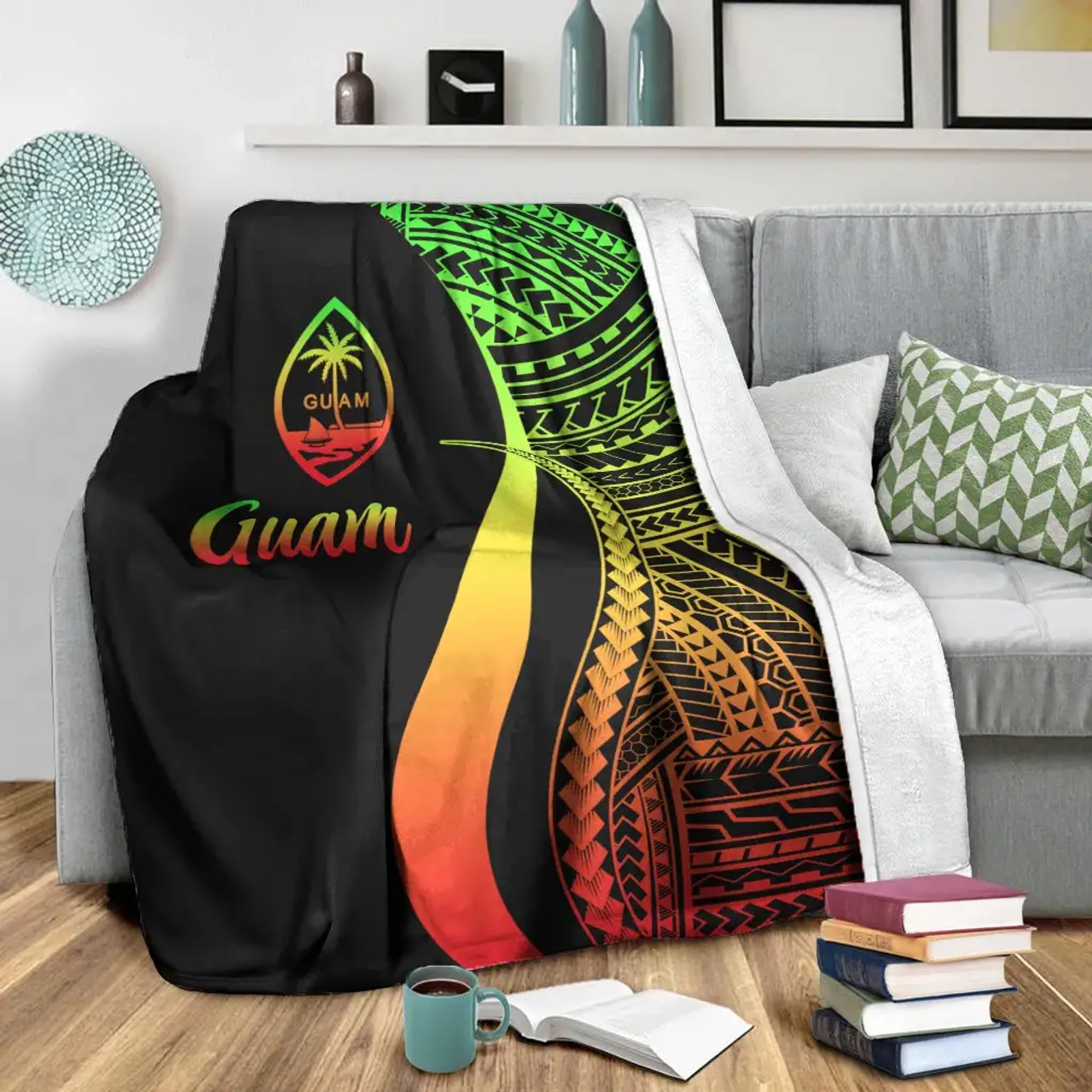 Guam Premium Blanket - Reggae Polynesian Tentacle Tribal Pattern 4