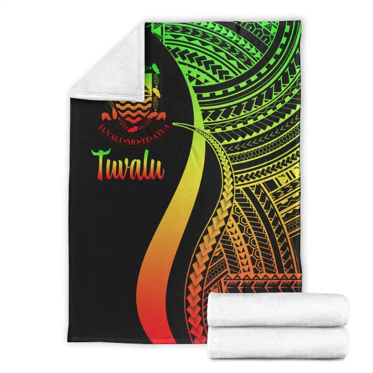 Tuvalu Premium Blanket - Reggae Polynesian Tentacle Tribal Pattern 3
