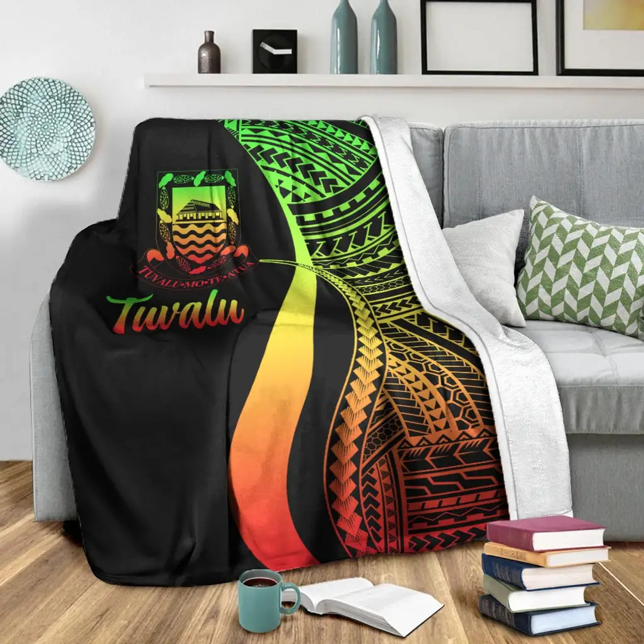 Tuvalu Premium Blanket - Reggae Polynesian Tentacle Tribal Pattern 6