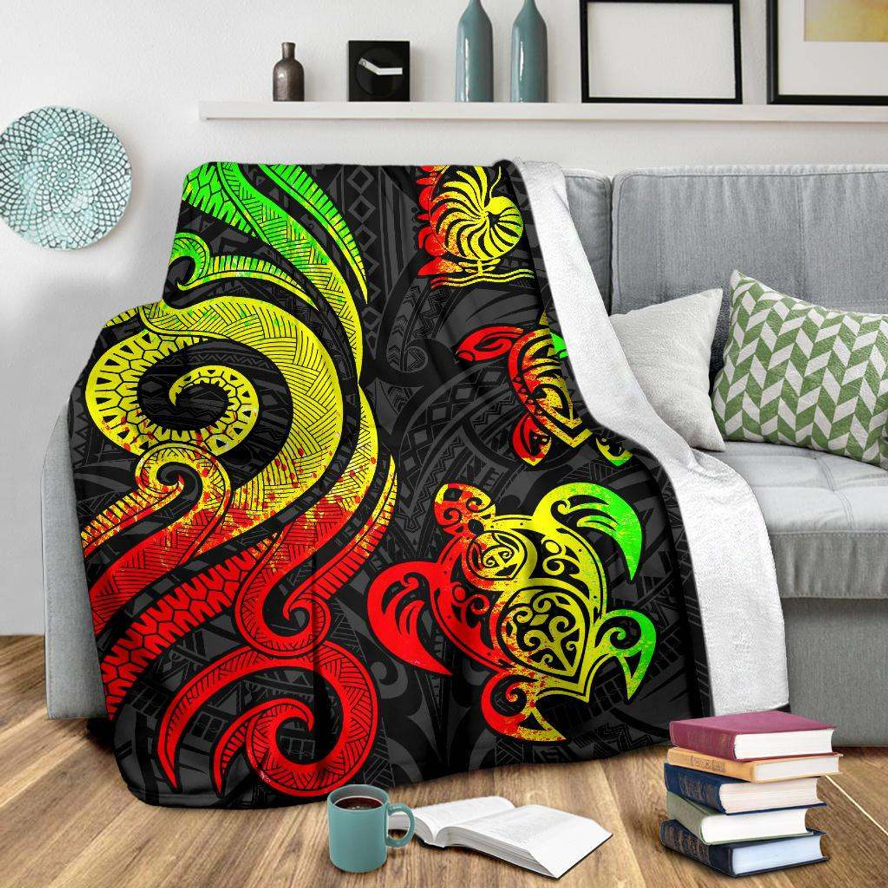 New Caledonia Premium Blanket - Reggae Tentacle Turtle 3