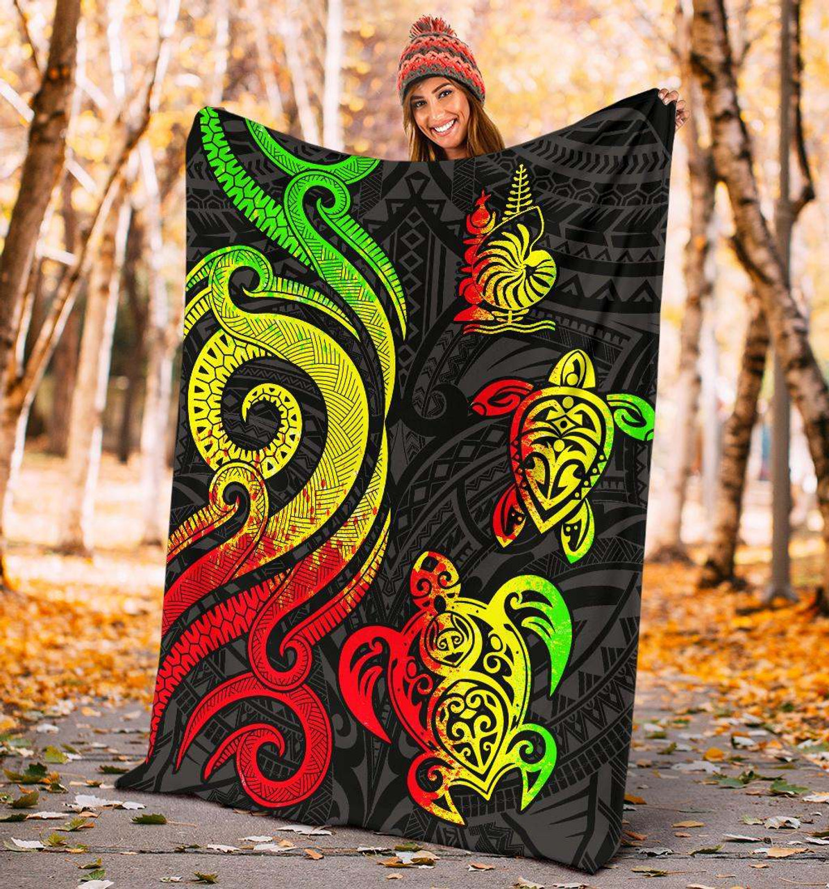 New Caledonia Premium Blanket - Reggae Tentacle Turtle 4