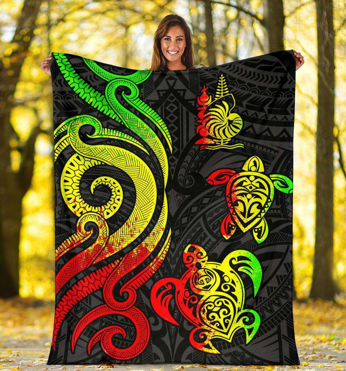 New Caledonia Premium Blanket - Reggae Tentacle Turtle 5