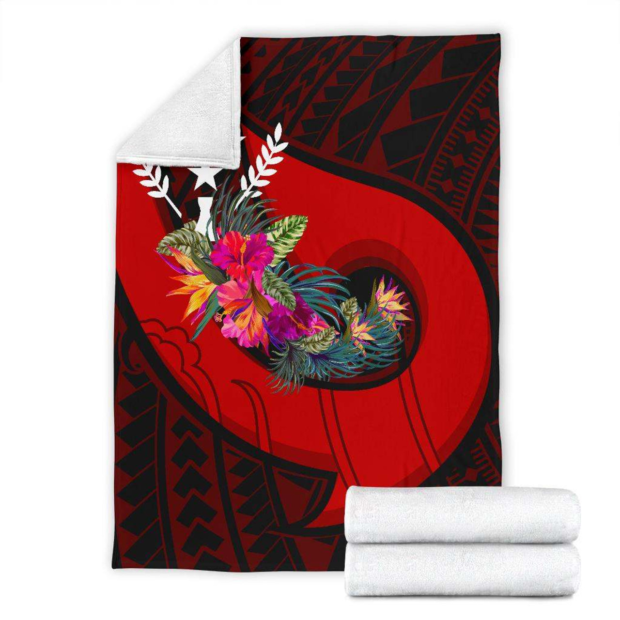 Kosrae Premium Blanket - Polynesian Hook And Hibiscus (Red) 7