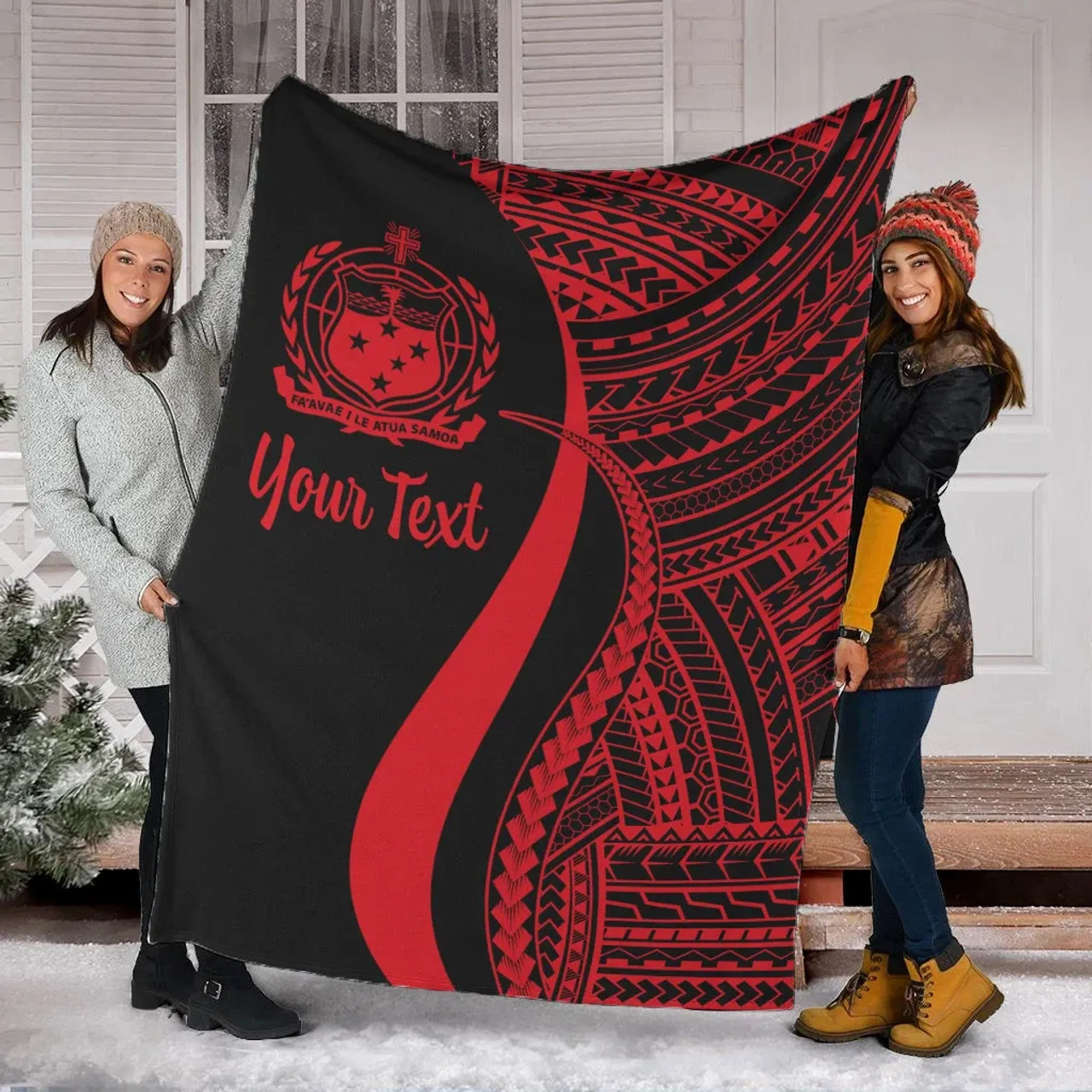 Samoa Custom Personalised Premium Blanket - Red Polynesian Tentacle Tribal Pattern 1