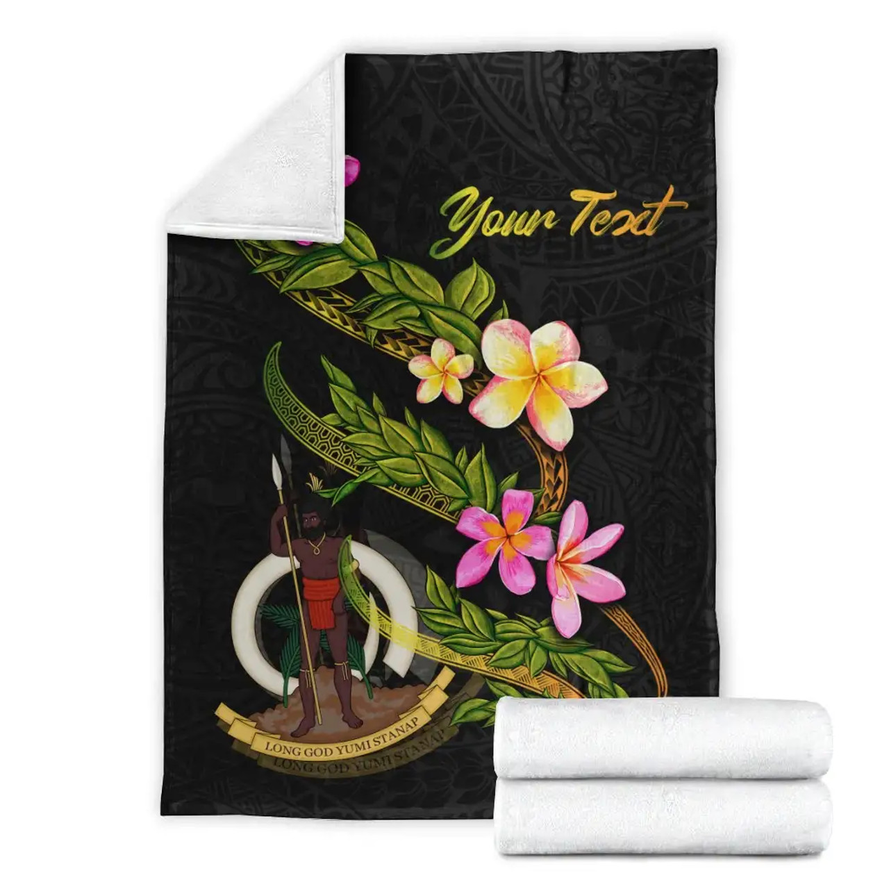 Vanuatu Polynesian Custom Personalised Blanket - Plumeria Tribal 7