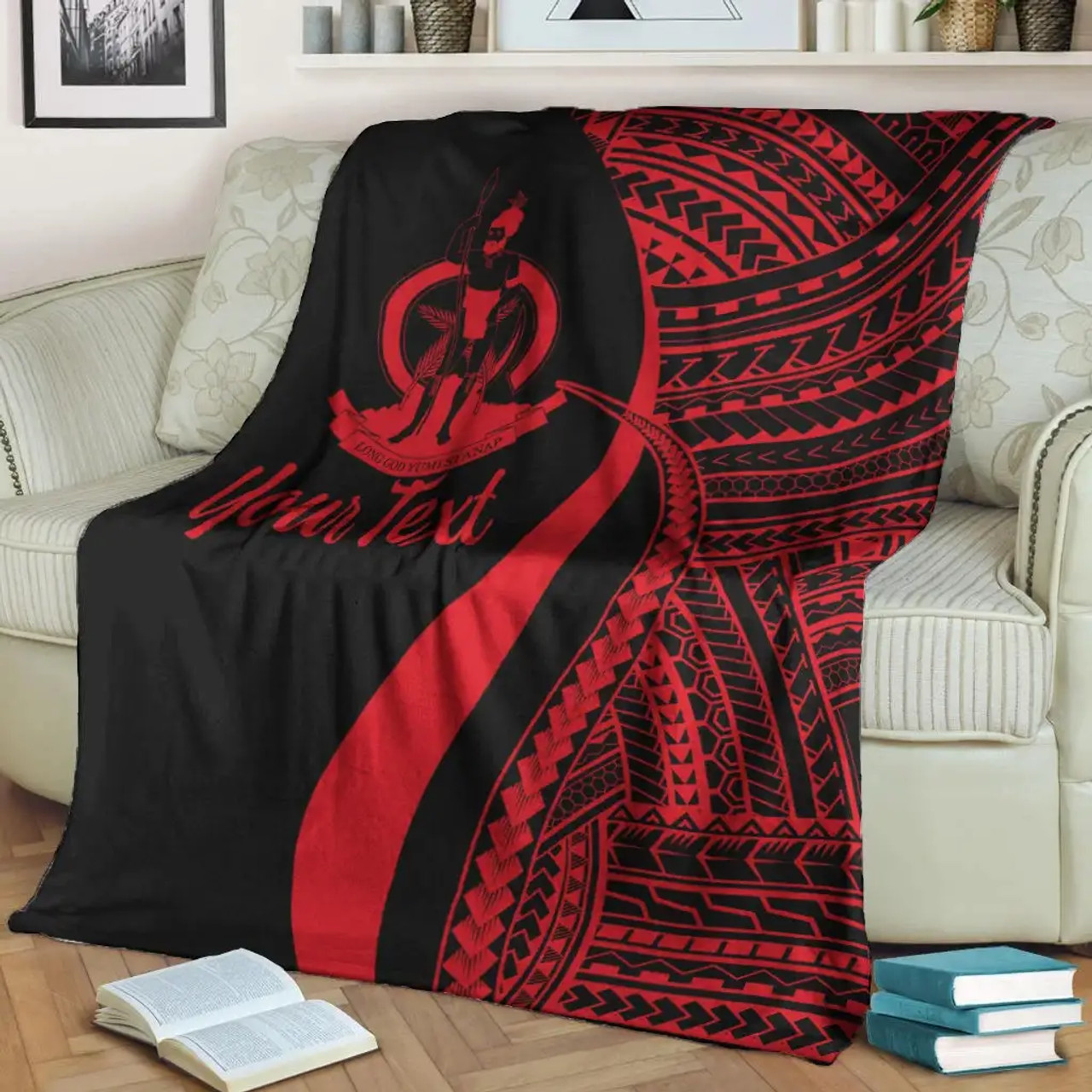 Vanuatu Custom Personalised Premium Blanket - Red Polynesian Tentacle Tribal Pattern 3