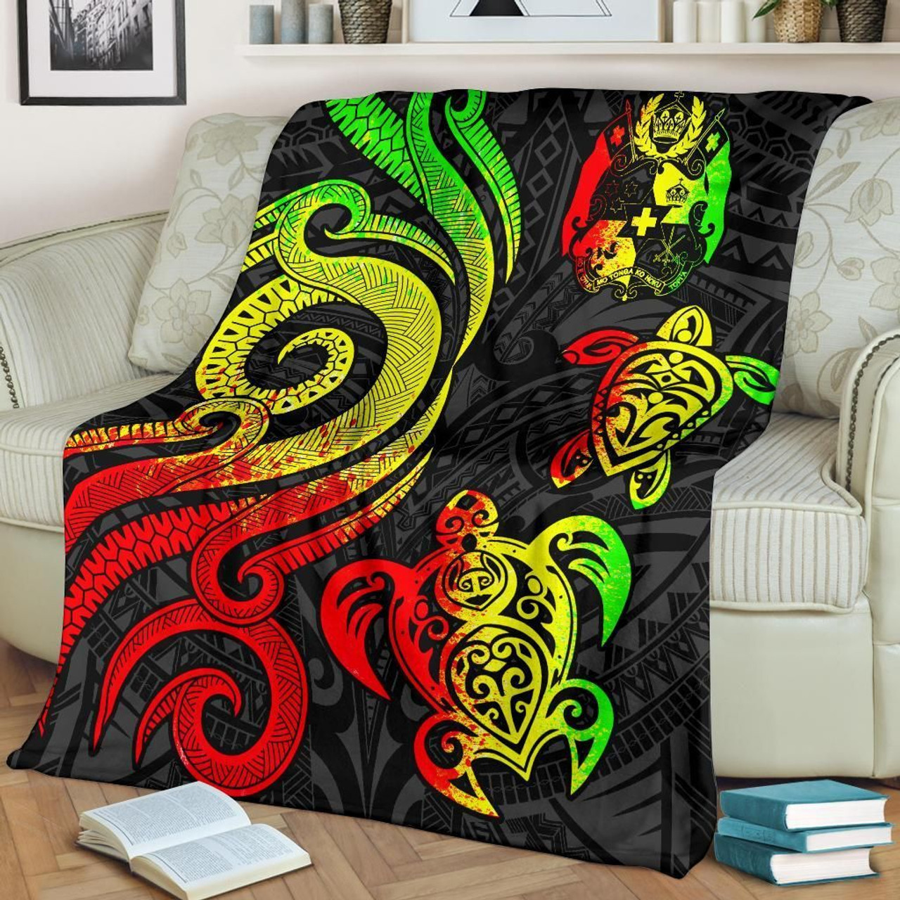 Tonga Polynesian Premium Blanket - Reggae Tentacle Turtle 2