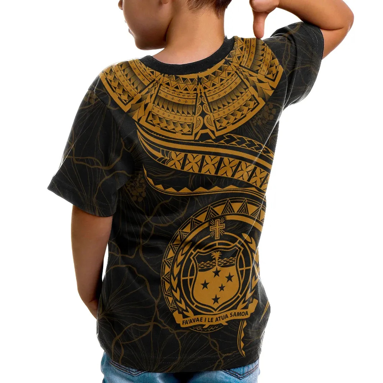 Polynesian Samoa Personalised T-shirt - Samoan Waves (Golden) 3