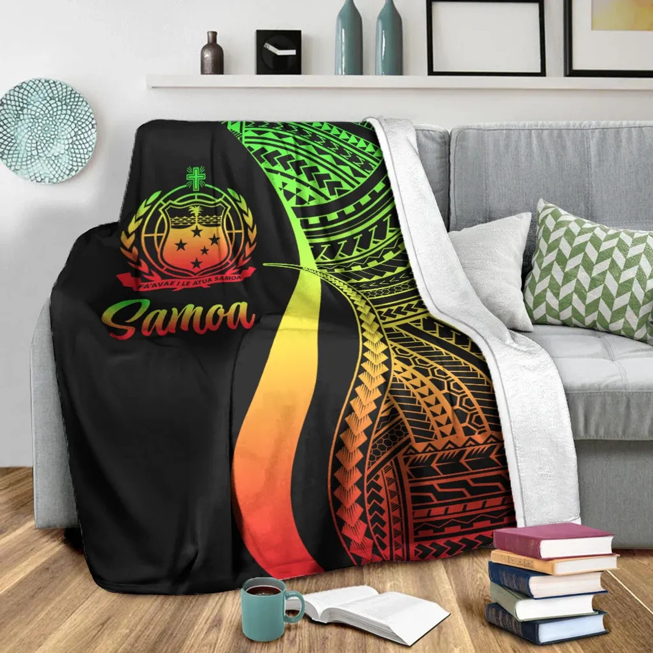 Samoa Premium Blanket - Reggae Polynesian Tentacle Tribal Pattern 4