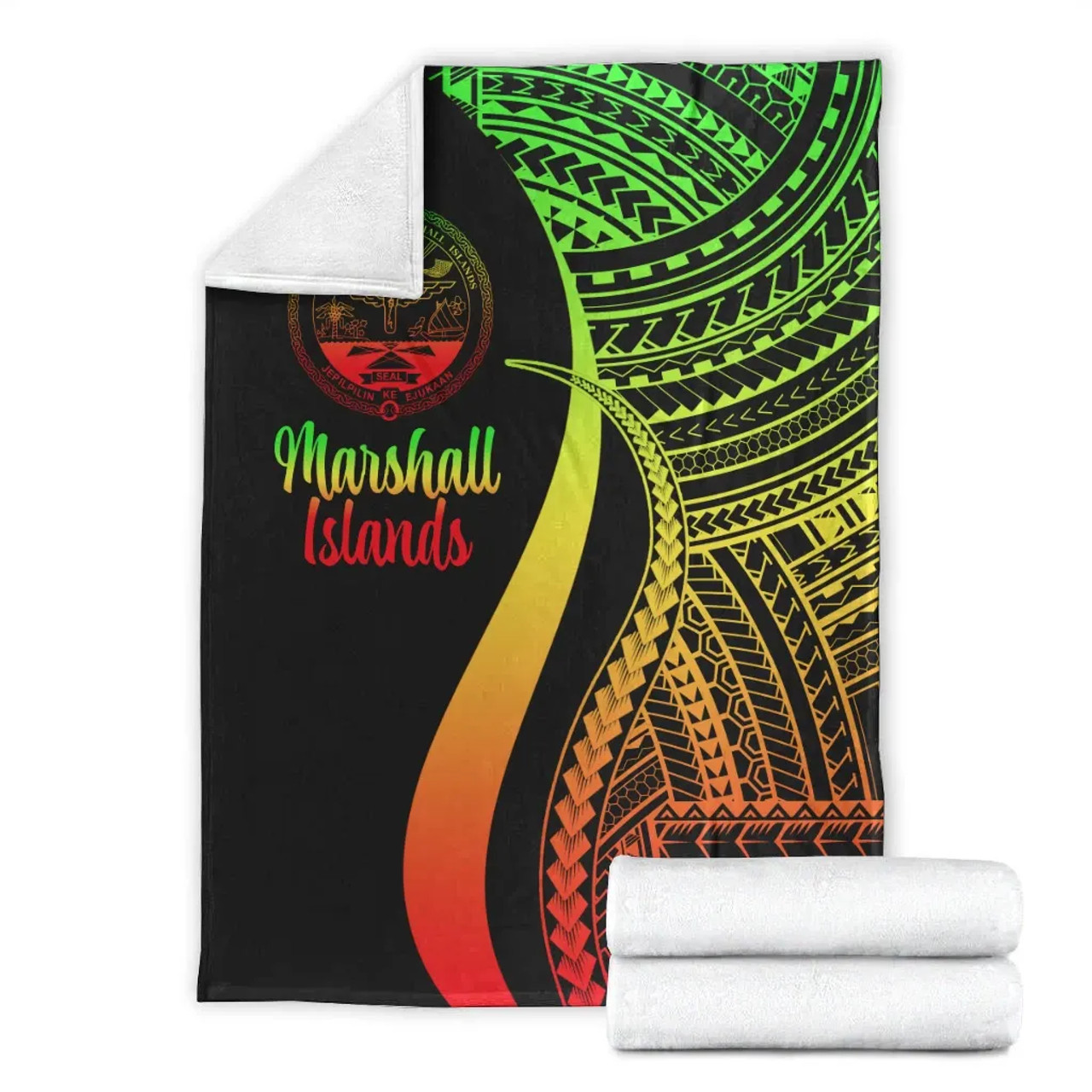 Marshall Islands Premium Blanket - Reggae Polynesian Tentacle Tribal Pattern Crest 7