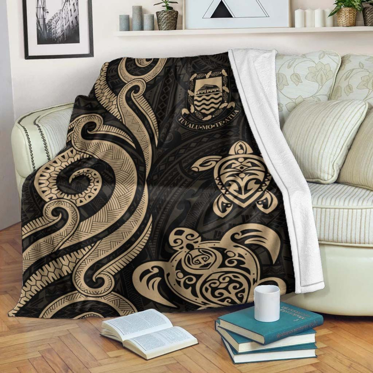 Tuvalu Premium Blanket - Gold Tentacle Turtle 1