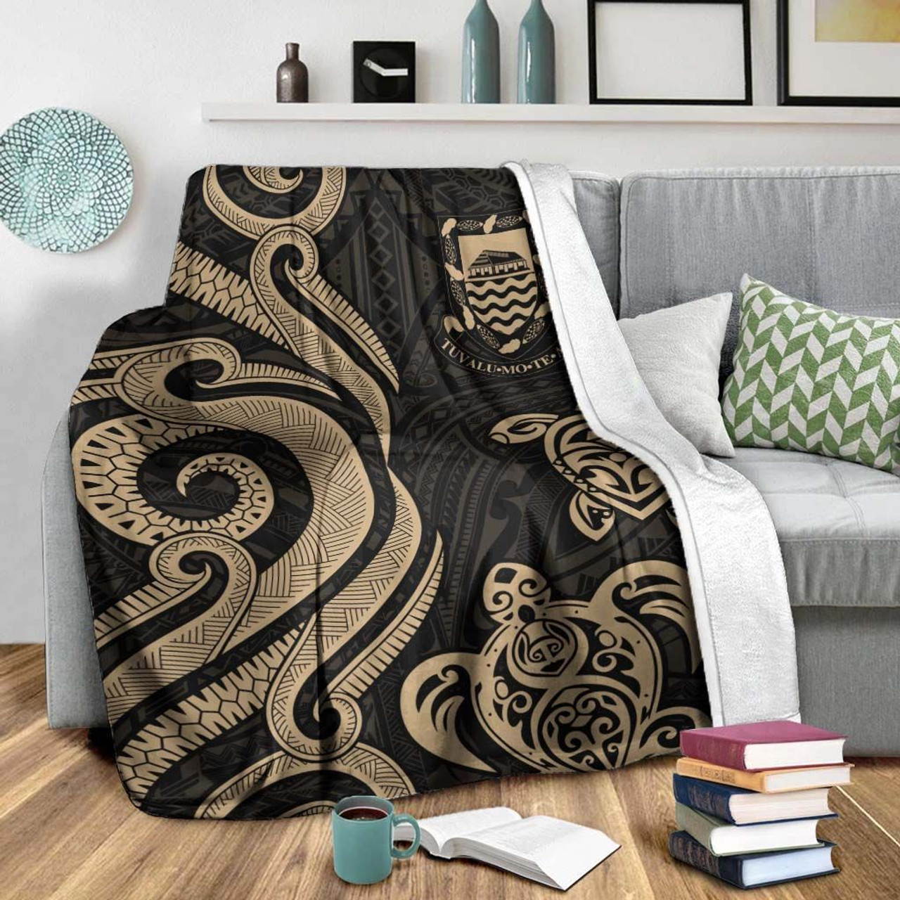 Tuvalu Premium Blanket - Gold Tentacle Turtle 5