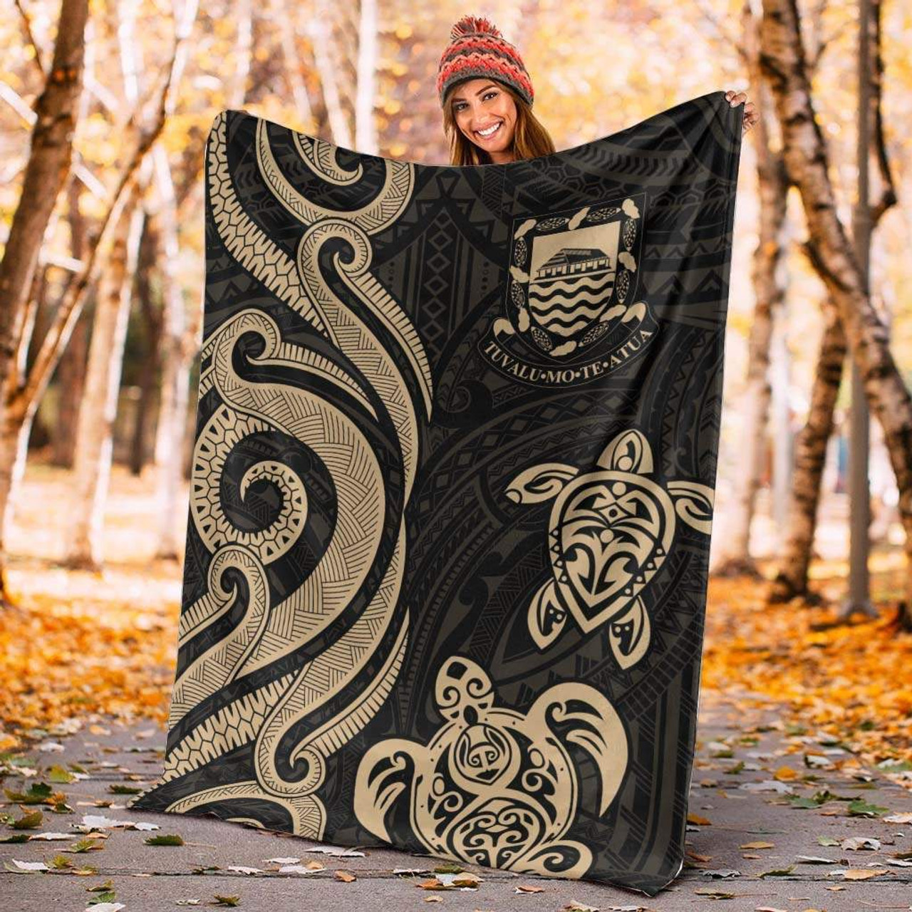 Tuvalu Premium Blanket - Gold Tentacle Turtle 6