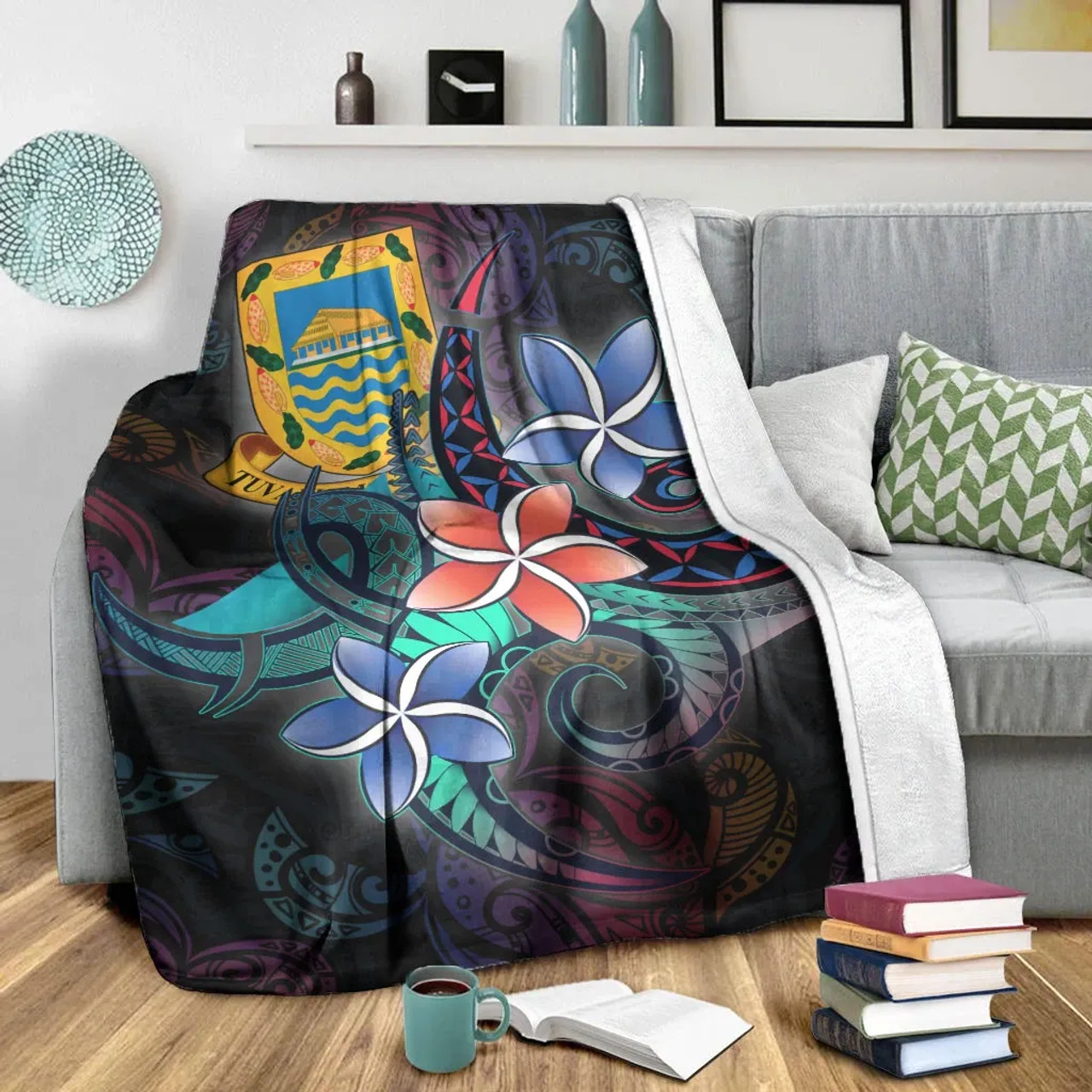 Tuvalu Premium Blanket - Plumeria Flowers Style 7