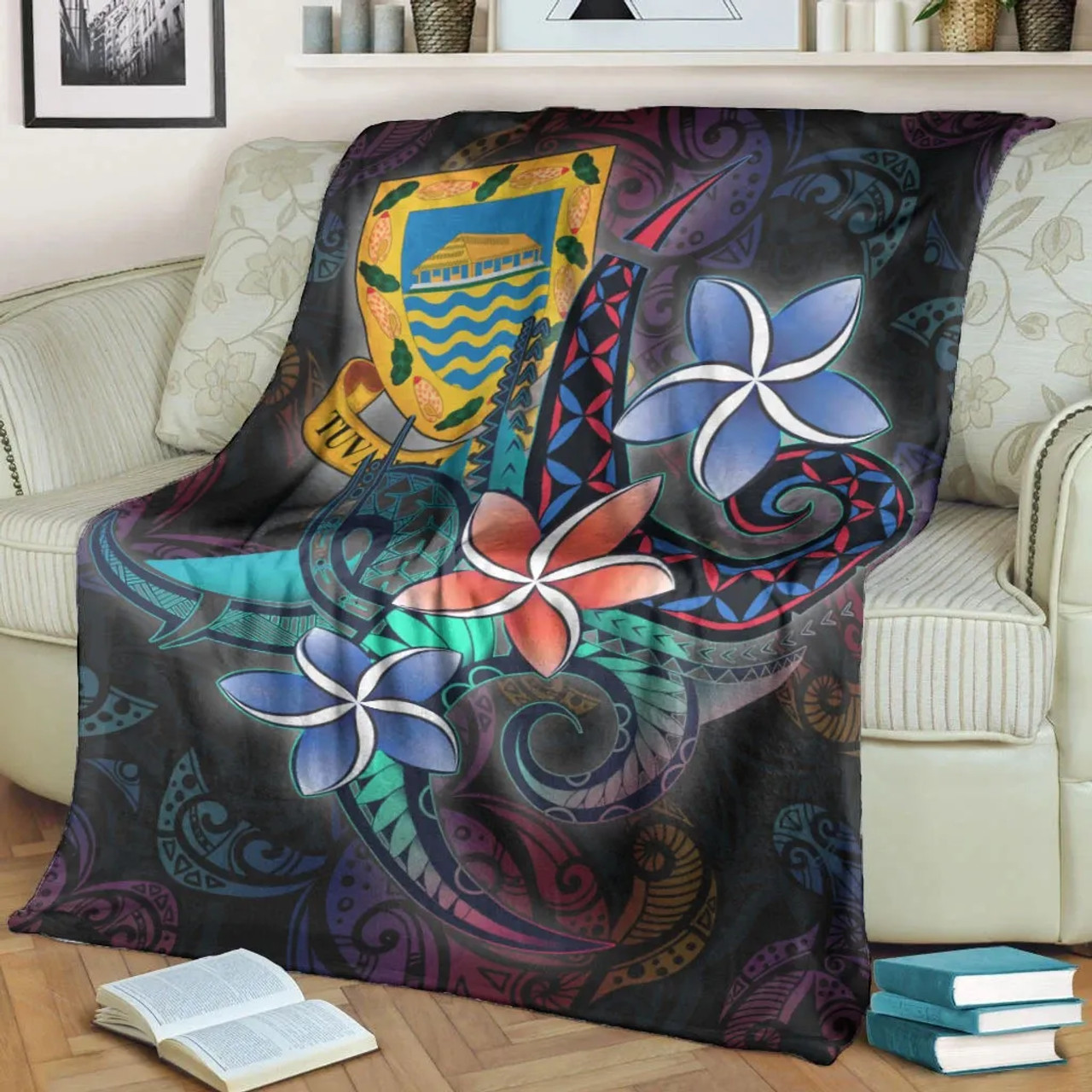 Tuvalu Premium Blanket - Plumeria Flowers Style 8