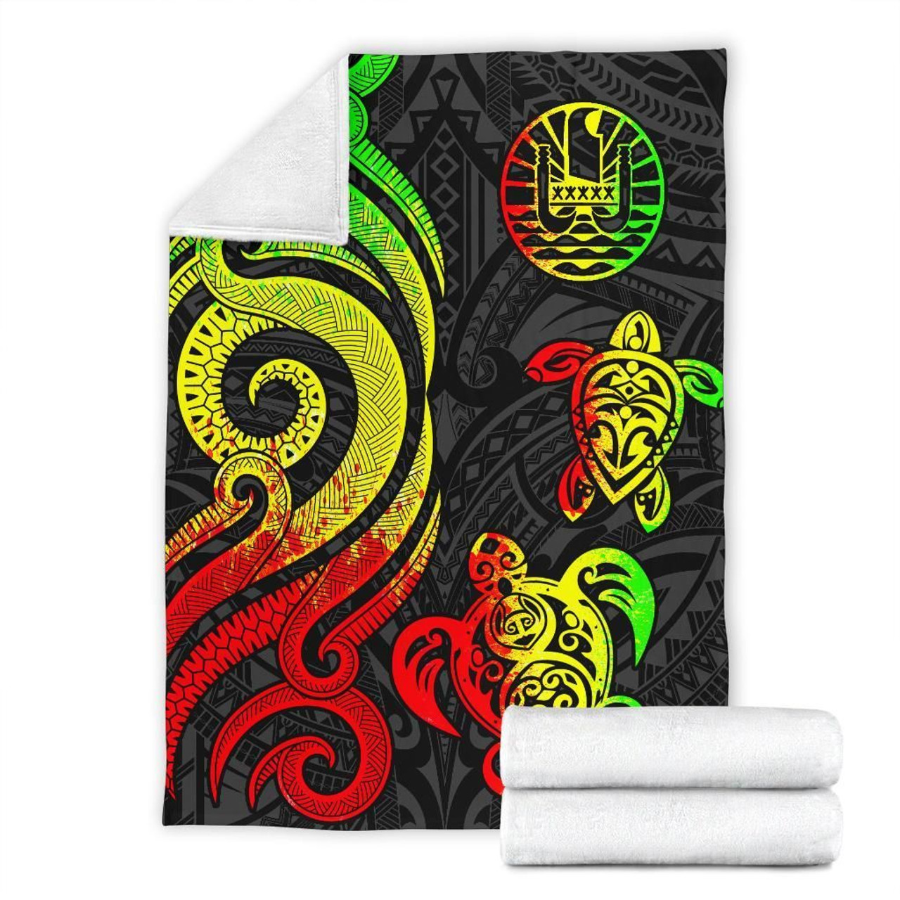 Tahiti Polynesian Premium Blanket - Reggae Tentacle Turtle 7