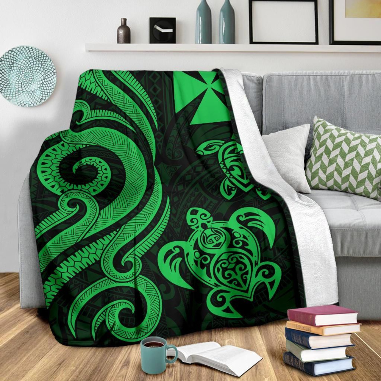 Wallis and Futuna Premium Blanket - Green Tentacle Turtle 3