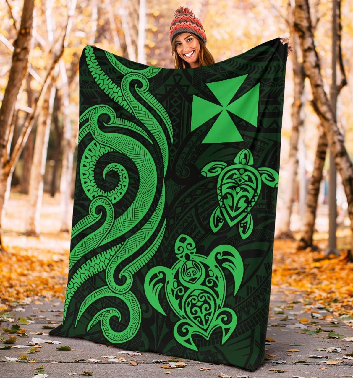 Wallis and Futuna Premium Blanket - Green Tentacle Turtle 4