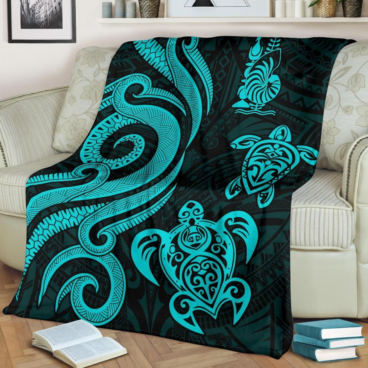 New Caledonia Premium Blanket - Turquoise Tentacle Turtle 2