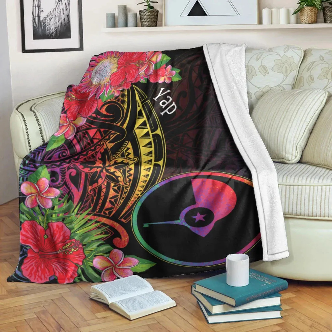 Yap State Premium Blanket - Tropical Hippie Style 1