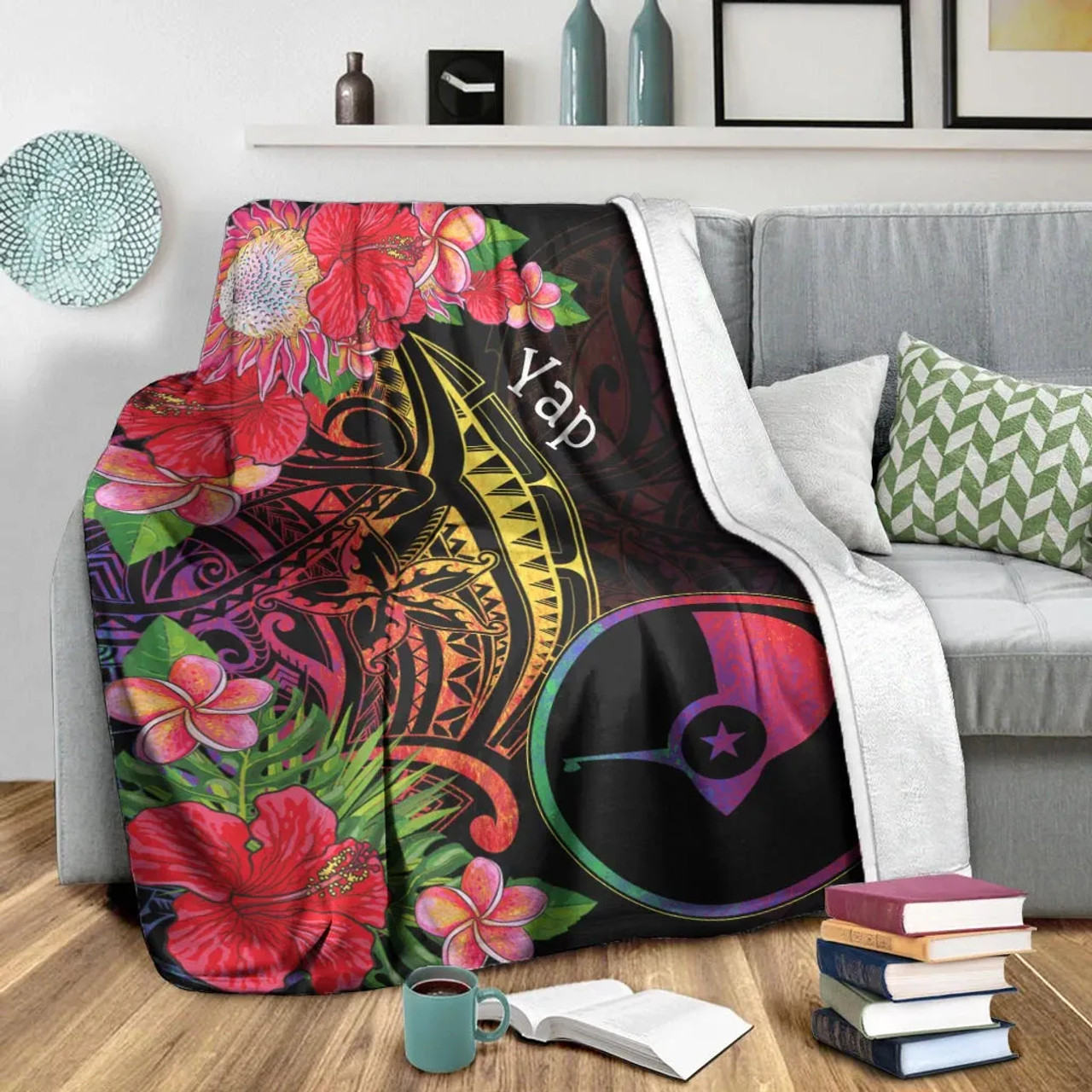 Yap State Premium Blanket - Tropical Hippie Style 3