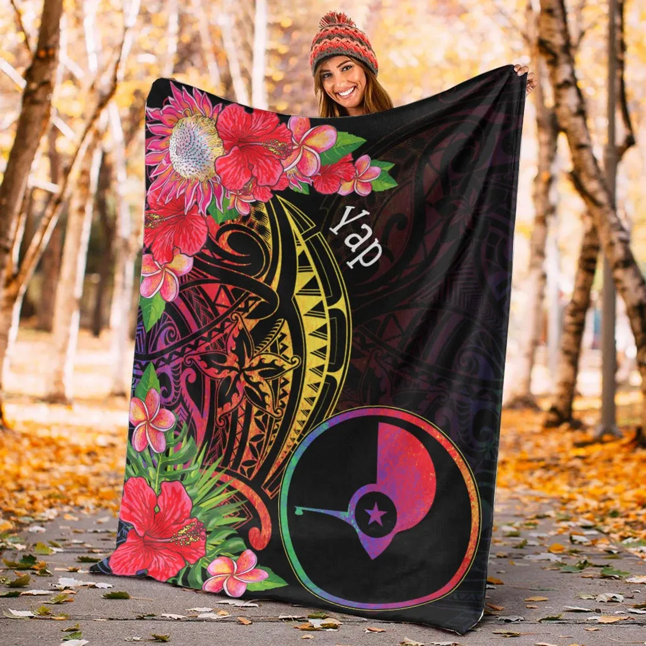 Yap State Premium Blanket - Tropical Hippie Style 4