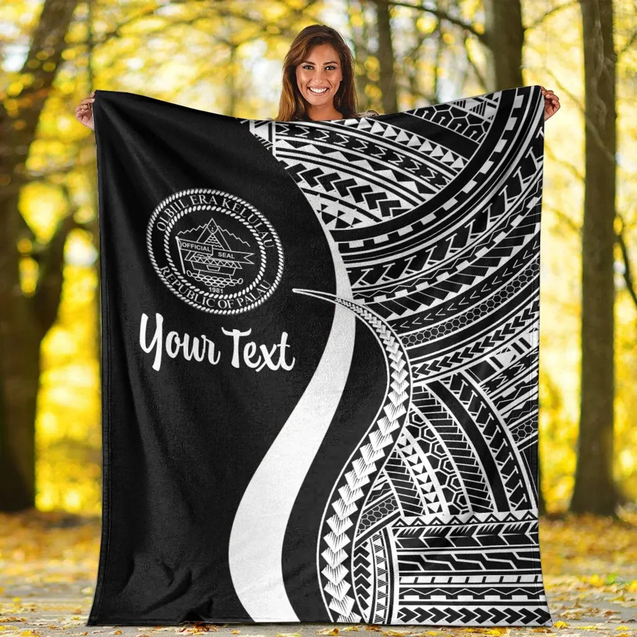 Palau Custom Personalised Premium Blanket - White Polynesian Tentacle Tribal Pattern Crest 6