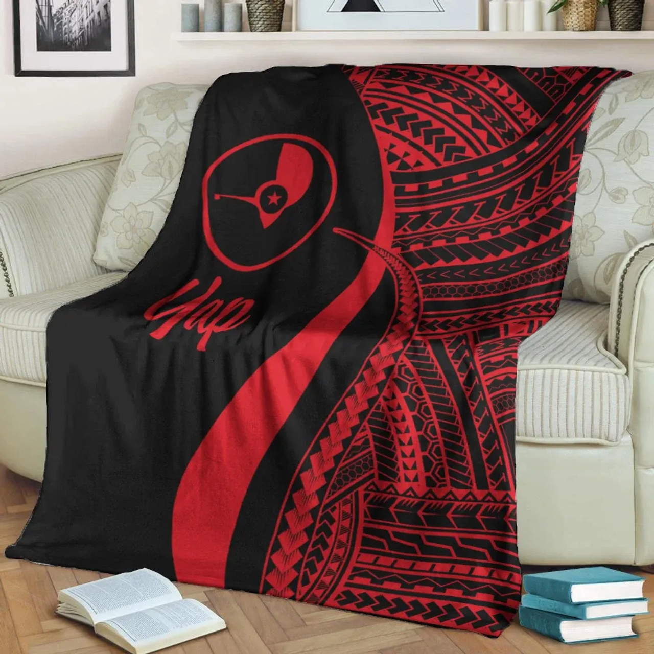 Yap Premium Blanket - Red Polynesian Tentacle Tribal Pattern 4