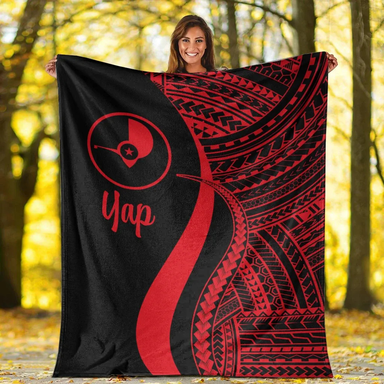 Yap Premium Blanket - Red Polynesian Tentacle Tribal Pattern 6